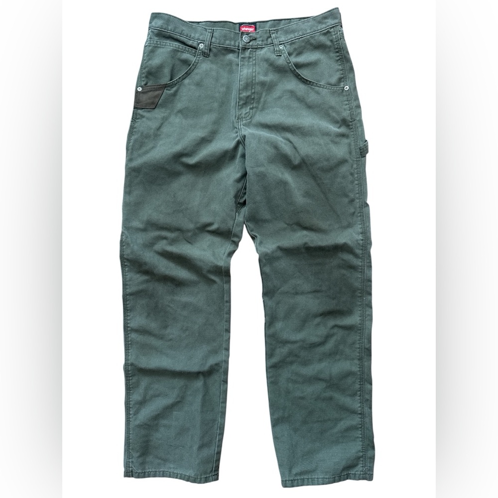 Wrangler Workwear Canvas Style Work Pants Olive Green Y2K Size 34x32 Work Grunge